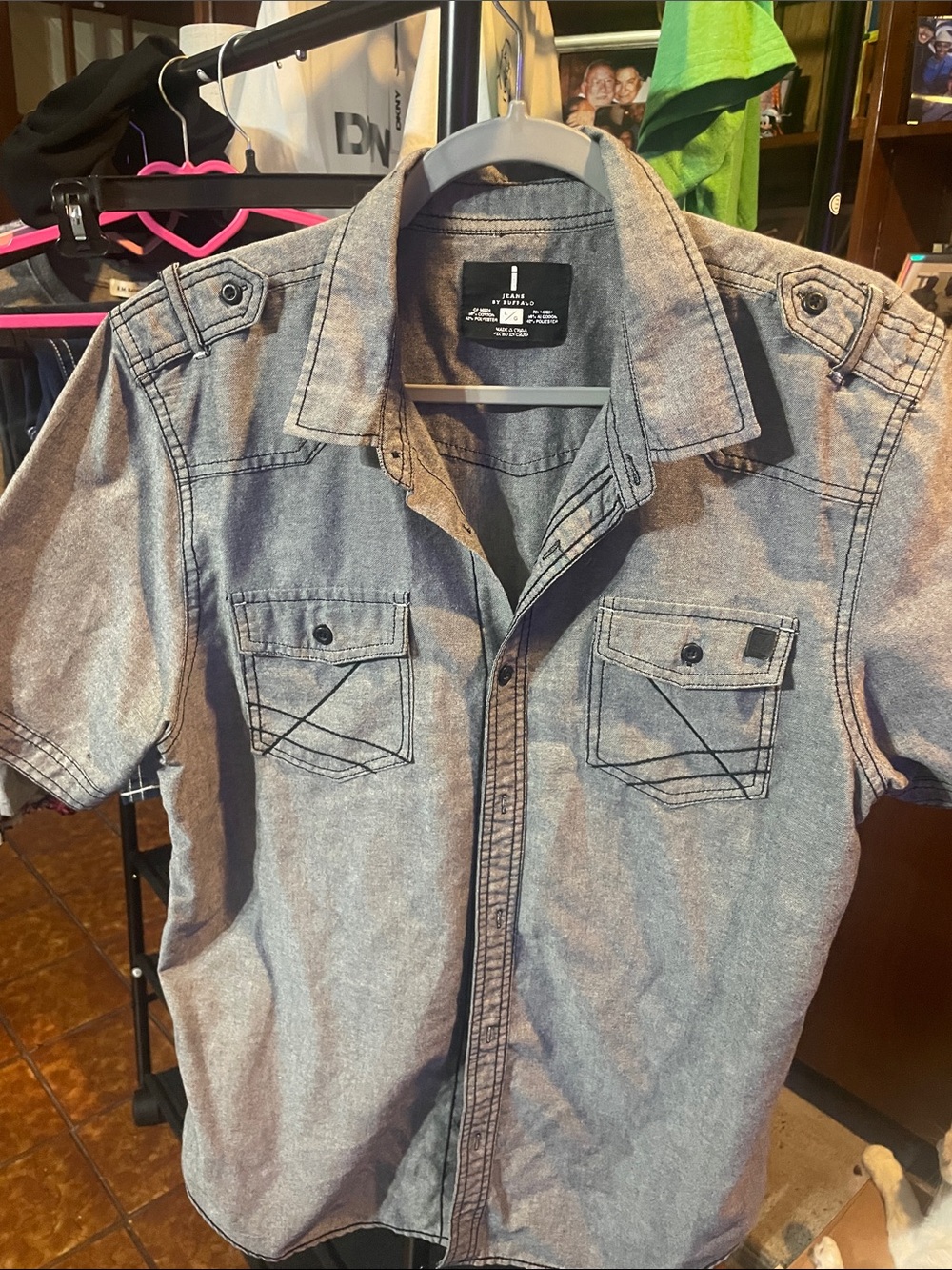 Buffalo David Bitton Men's Short Sleeve Shirt in Gray